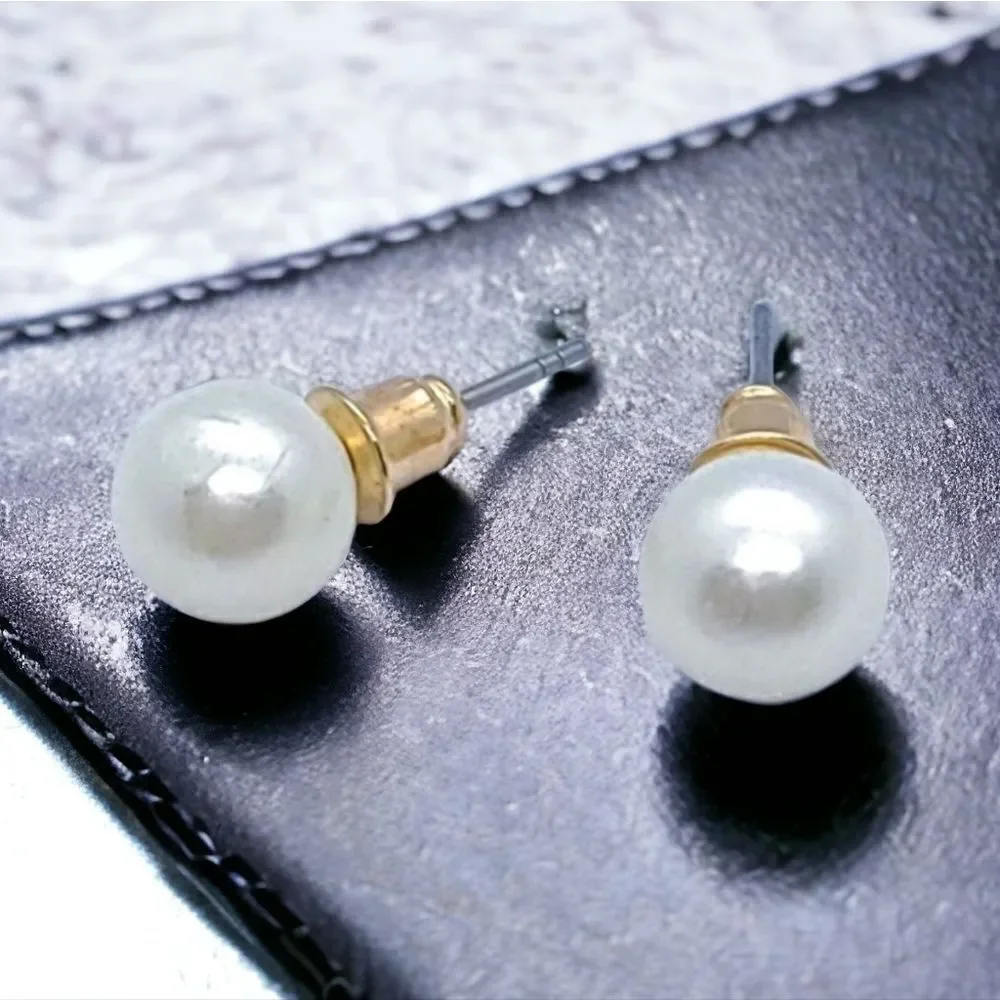 Pearl Stud Earrings 8mm Classic Bridal Wedding Quiet Luxury Jewelry Teen Gift